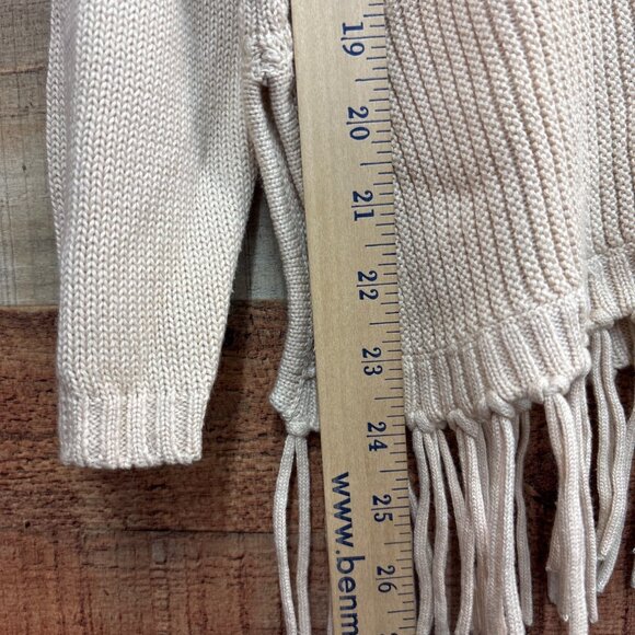Beige Fringe Hem Knit Sweater By Central Park West - S - Picture 2 of 6